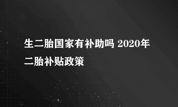 生二胎国家有补助吗 2020年二胎补贴政策