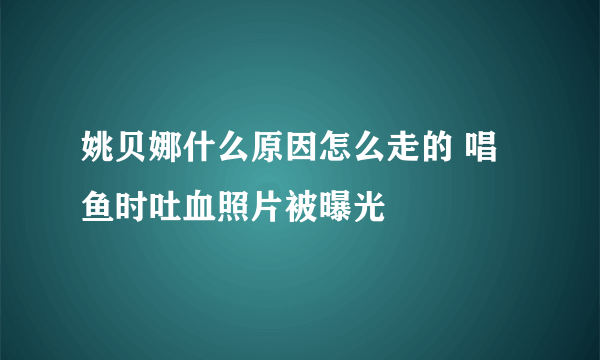 姚贝娜什么原因怎么走的 唱鱼时吐血照片被曝光