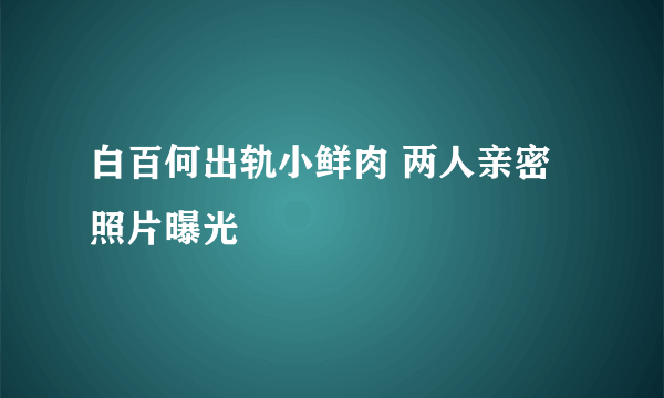 白百何出轨小鲜肉 两人亲密照片曝光