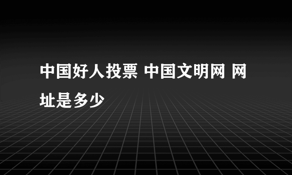 中国好人投票 中国文明网 网址是多少