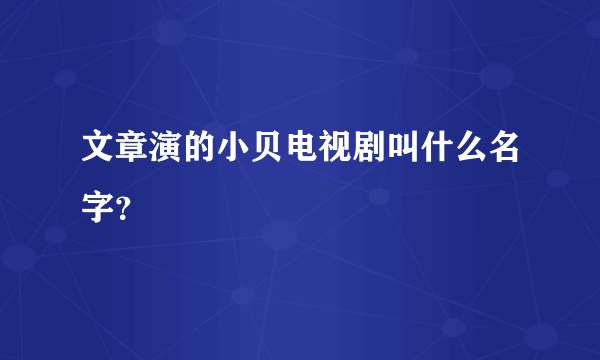 文章演的小贝电视剧叫什么名字？