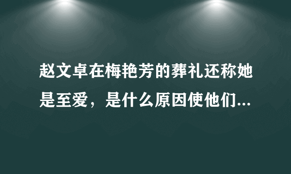 赵文卓在梅艳芳的葬礼还称她是至爱，是什么原因使他们最终没有走到一起？