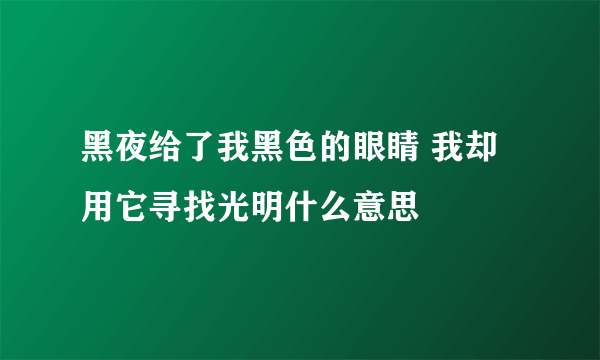 黑夜给了我黑色的眼睛 我却用它寻找光明什么意思