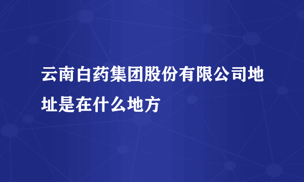 云南白药集团股份有限公司地址是在什么地方