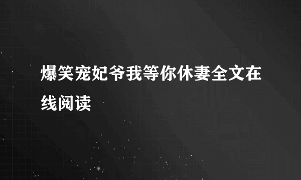 爆笑宠妃爷我等你休妻全文在线阅读