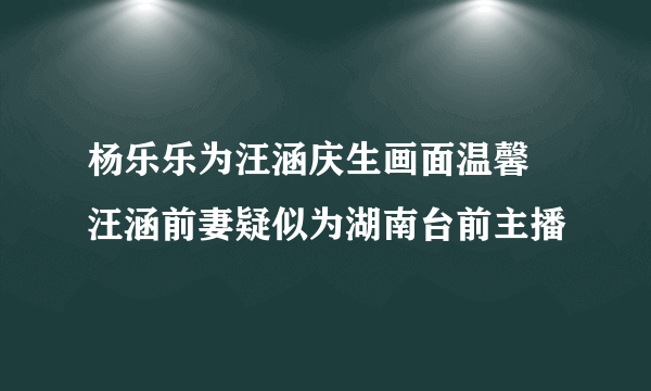 杨乐乐为汪涵庆生画面温馨 汪涵前妻疑似为湖南台前主播