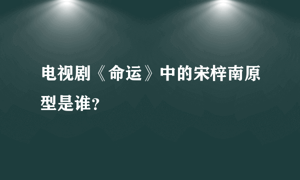 电视剧《命运》中的宋梓南原型是谁？