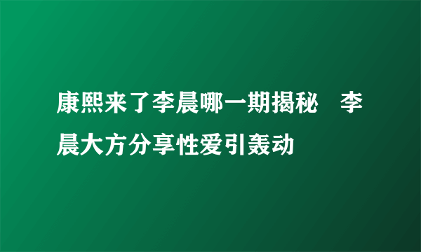 康熙来了李晨哪一期揭秘   李晨大方分享性爱引轰动