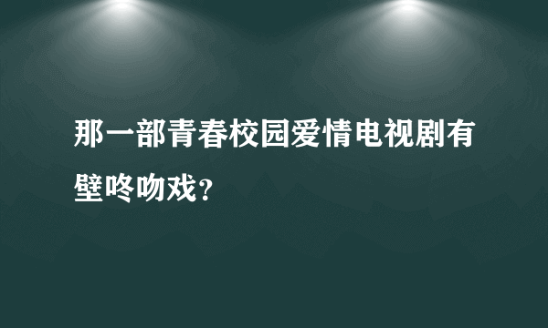 那一部青春校园爱情电视剧有壁咚吻戏？