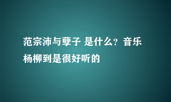 范宗沛与孽子 是什么？音乐杨柳到是很好听的