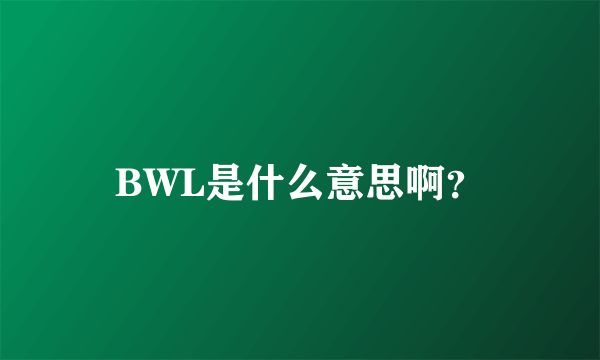 BWL是什么意思啊？