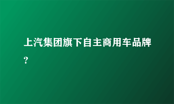 上汽集团旗下自主商用车品牌？