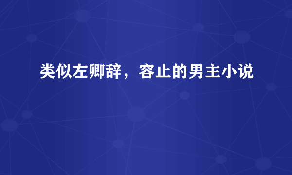 类似左卿辞，容止的男主小说