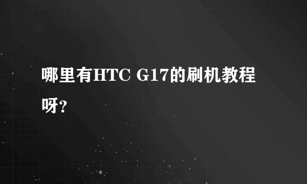 哪里有HTC G17的刷机教程呀？