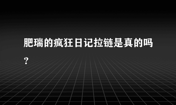 肥瑞的疯狂日记拉链是真的吗？