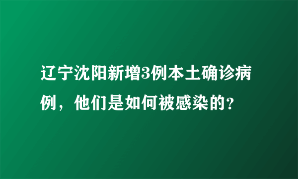 辽宁沈阳新增3例本土确诊病例，他们是如何被感染的？