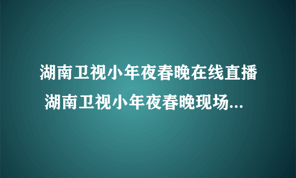 湖南卫视小年夜春晚在线直播 湖南卫视小年夜春晚现场直播 2011湖南卫视小年夜春节联欢晚会直播