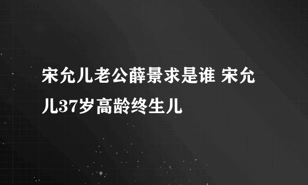 宋允儿老公薛景求是谁 宋允儿37岁高龄终生儿