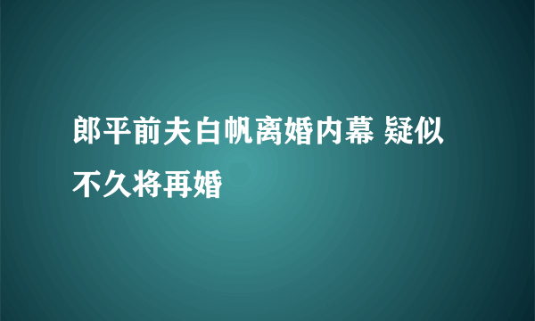 郎平前夫白帆离婚内幕 疑似不久将再婚