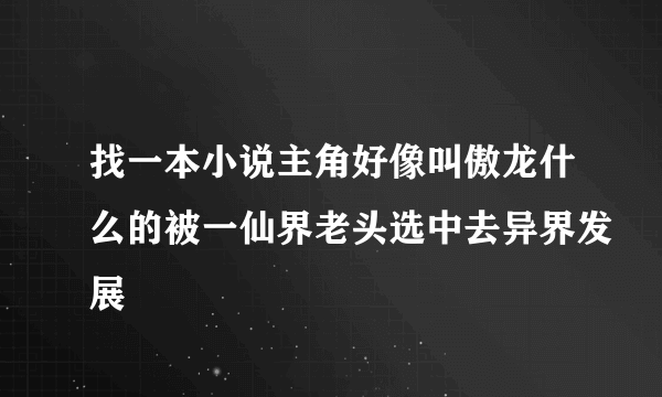 找一本小说主角好像叫傲龙什么的被一仙界老头选中去异界发展