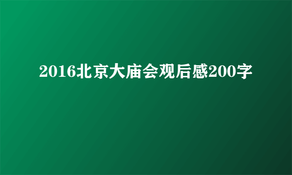 2016北京大庙会观后感200字