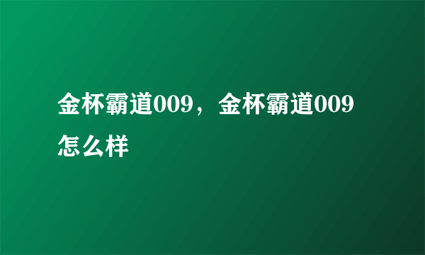 金杯霸道009，金杯霸道009怎么样