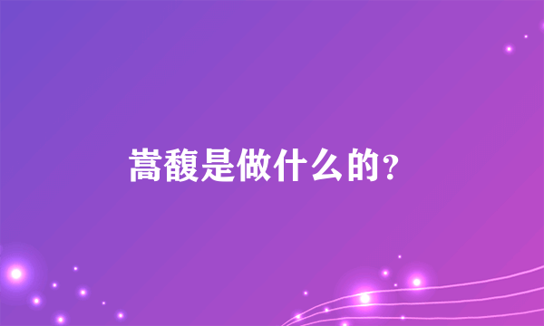 嵩馥是做什么的？