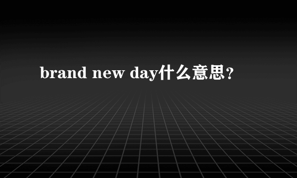 brand new day什么意思？