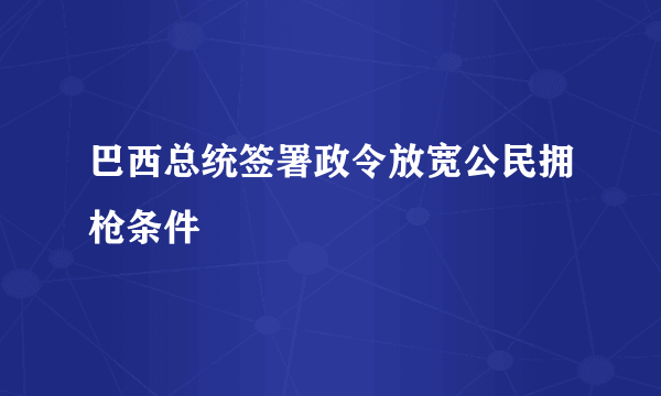 巴西总统签署政令放宽公民拥枪条件