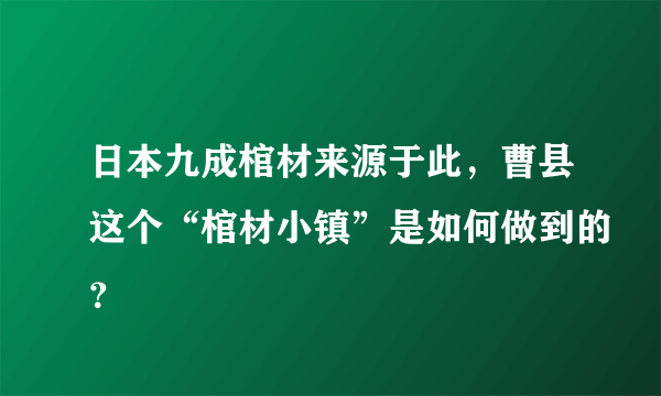 日本九成棺材来源于此，曹县这个“棺材小镇”是如何做到的？