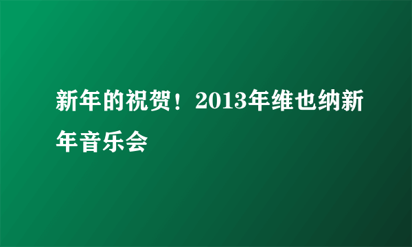 新年的祝贺！2013年维也纳新年音乐会