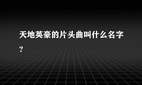 天地英豪的片头曲叫什么名字？