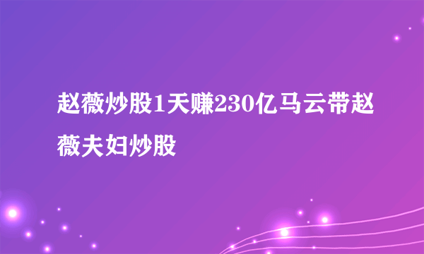 赵薇炒股1天赚230亿马云带赵薇夫妇炒股