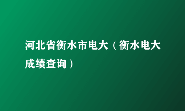 河北省衡水市电大（衡水电大成绩查询）