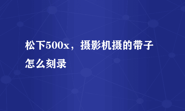 松下500x，摄影机摄的带子怎么刻录