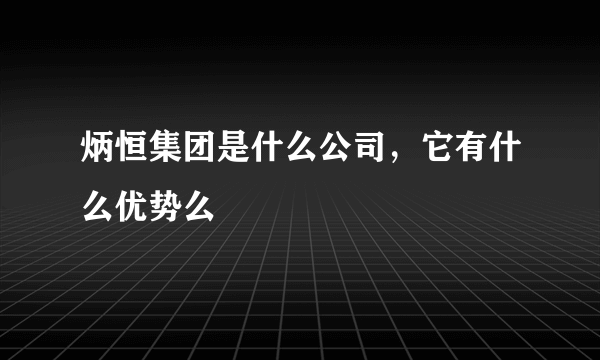 炳恒集团是什么公司，它有什么优势么