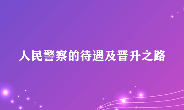 人民警察的待遇及晋升之路