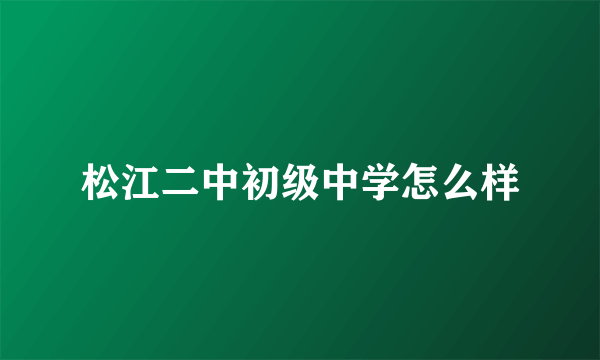 松江二中初级中学怎么样