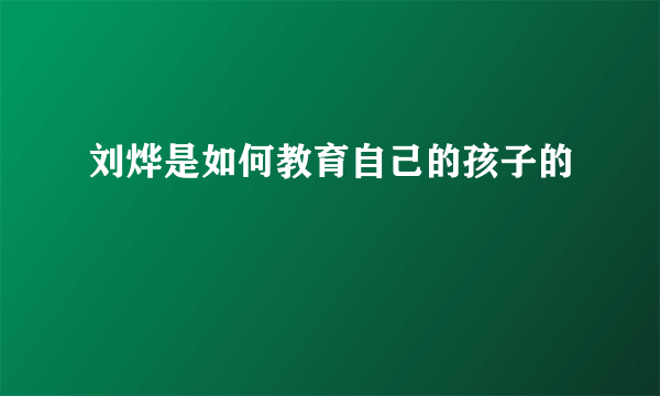 刘烨是如何教育自己的孩子的