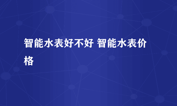 智能水表好不好 智能水表价格