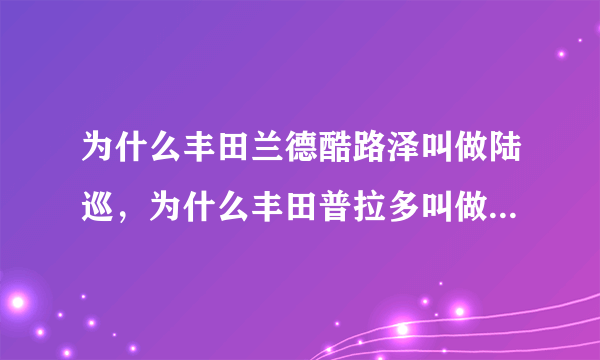 为什么丰田兰德酷路泽叫做陆巡，为什么丰田普拉多叫做陆霸。霸道又是什么？