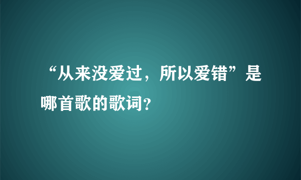 “从来没爱过，所以爱错”是哪首歌的歌词？