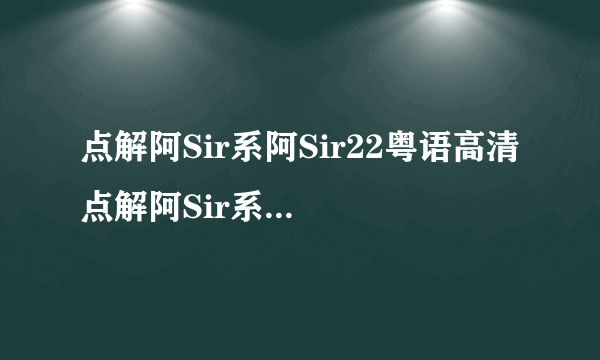 点解阿Sir系阿Sir22粤语高清 点解阿Sir系阿Sir22集国语