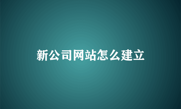 新公司网站怎么建立