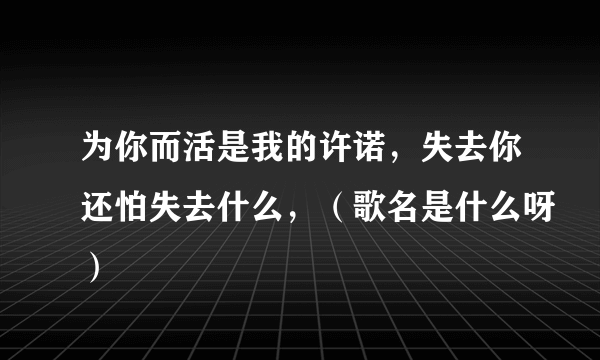 为你而活是我的许诺，失去你还怕失去什么，（歌名是什么呀）