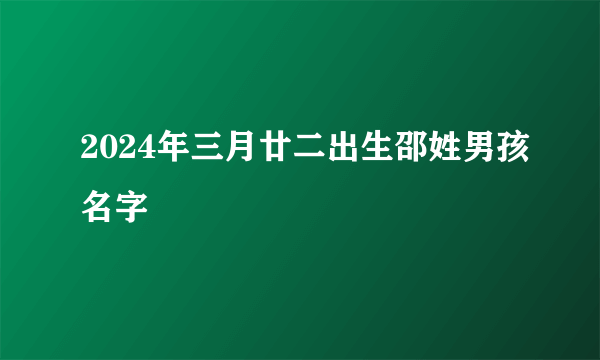 2024年三月廿二出生邵姓男孩名字