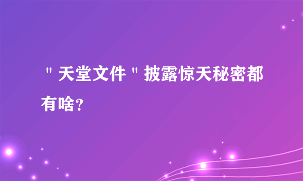 ＂天堂文件＂披露惊天秘密都有啥？