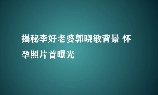 揭秘李好老婆郭晓敏背景 怀孕照片首曝光