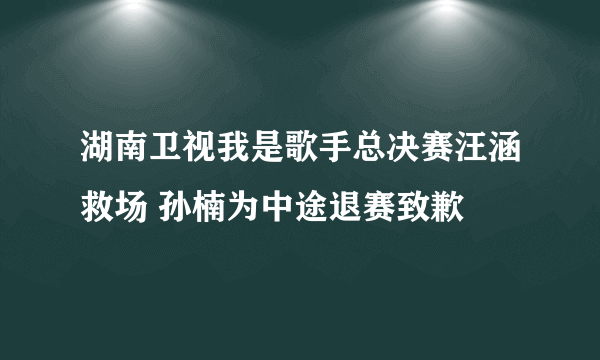 湖南卫视我是歌手总决赛汪涵救场 孙楠为中途退赛致歉