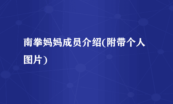 南拳妈妈成员介绍(附带个人图片)